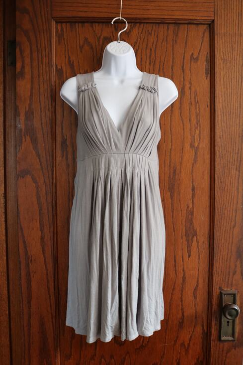 Other Dresses & Skirts - TWENTY ONE Babydoll Dress Women Small Heather Gray Pleated Stripes Sheer Shirt